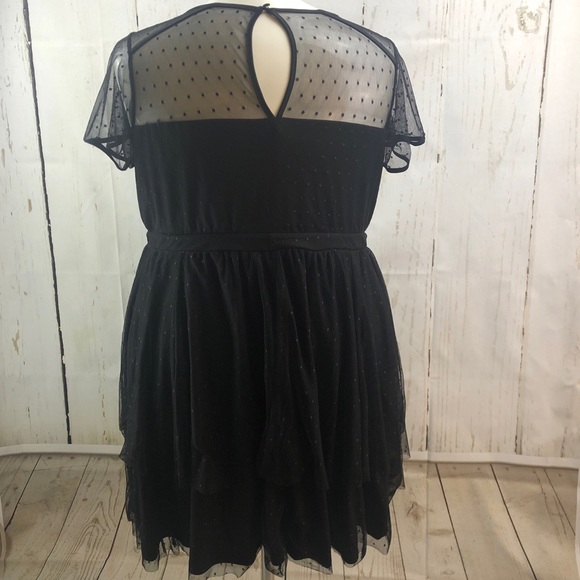 Torrid Black Mesh Polka Dot Tiered Skater Dress - Picture 2 of 5